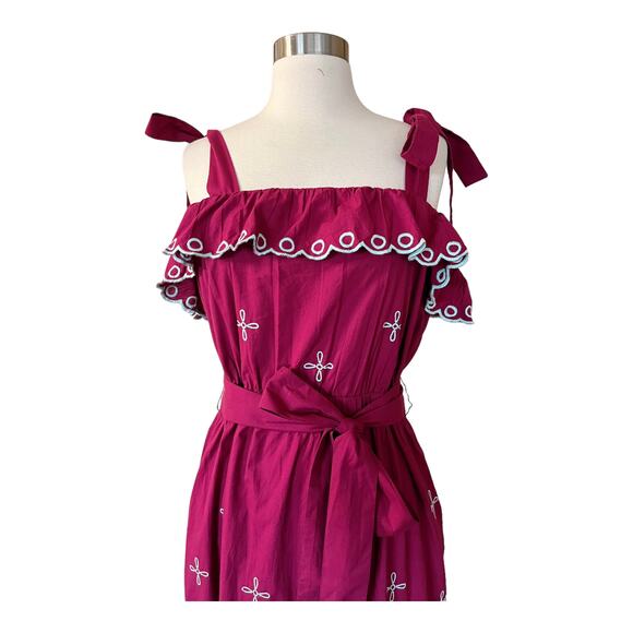 ROBERTA ROLLER RABBIT Peonia Embroidered Eleanor Dress Sleeveless Cotton Large - Picture 6 of 12